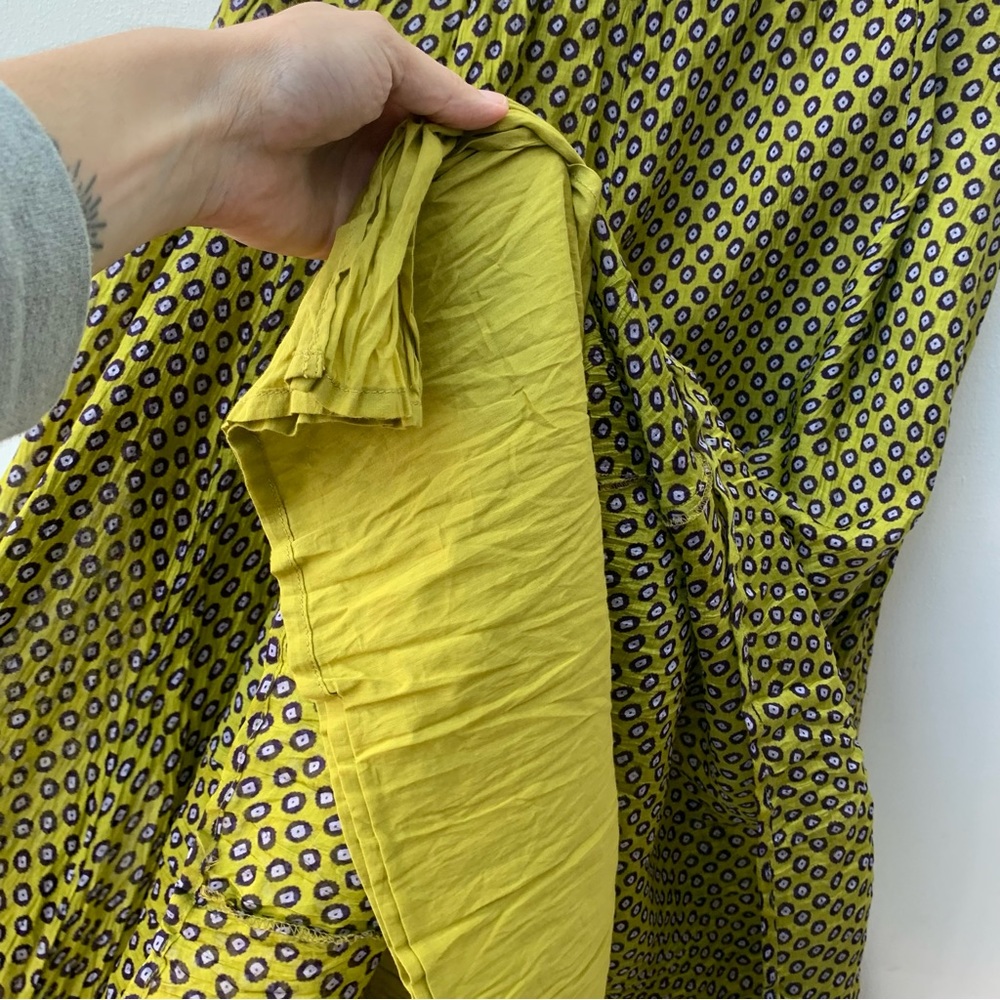Anokhi for East Women's Size 14 Silk Maxi Skirt Green Pattern Eastern Crinkle - Picture 8 of 10